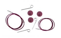 10503 Сменная леска (тросик) Knit Pro для съемных спиц 100 см бордовая с серебряным наконечником